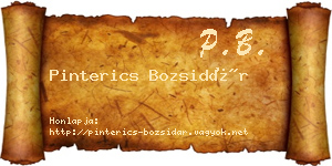 Pinterics Bozsidár névjegykártya